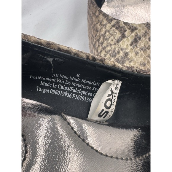 Merona Heels Womens 8 M Pump Brown Leather Snake Skin Slip On Stiletto Heels - Picture 4 of 8